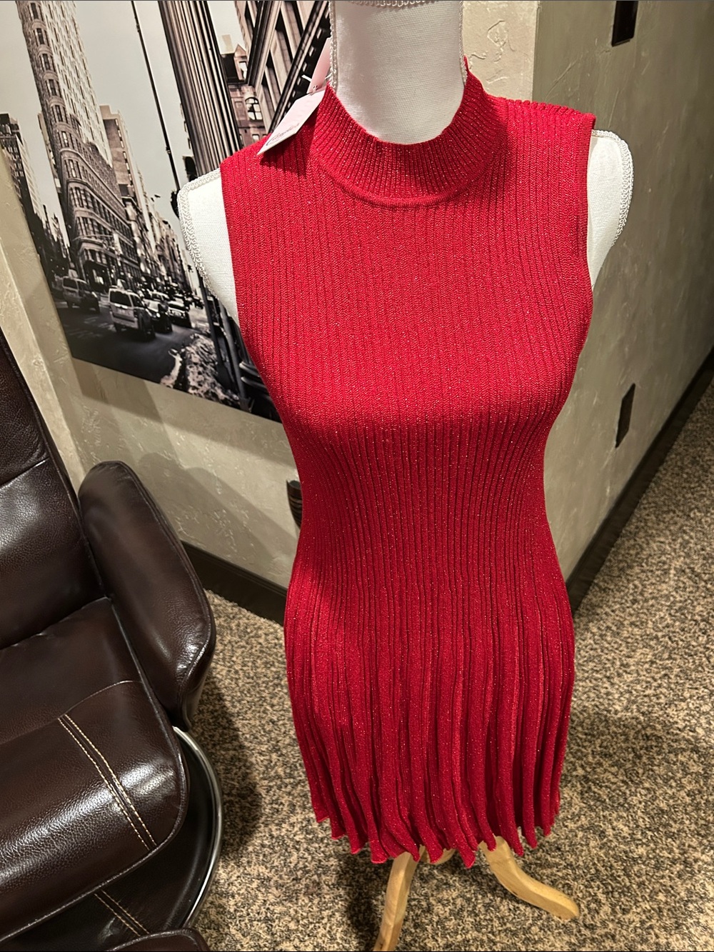Candie's Sparkle Red Sleeveless Ribbed Top NWT LARGE